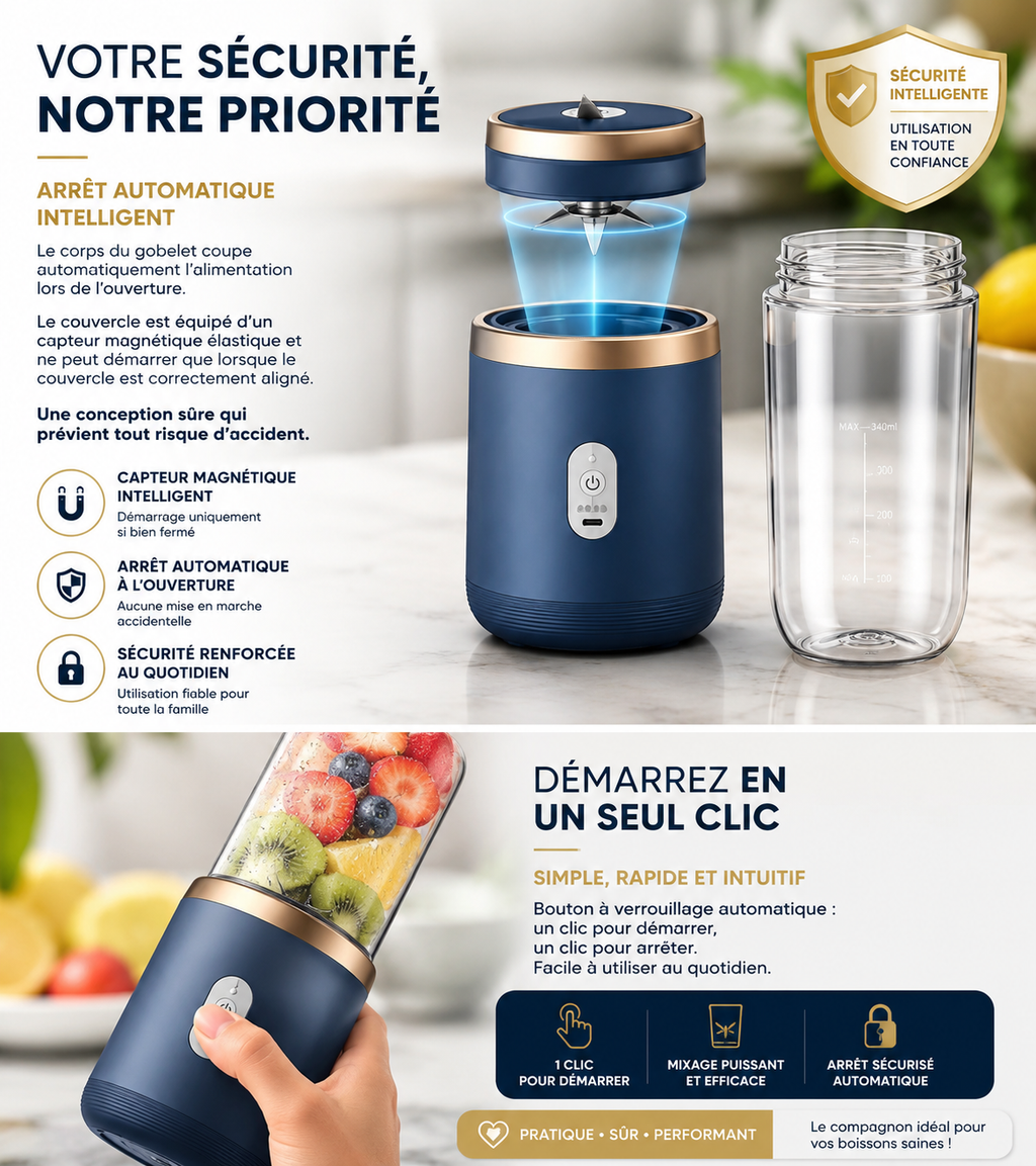 Blender Portable Rechargeable – Mixez partout, sans limite