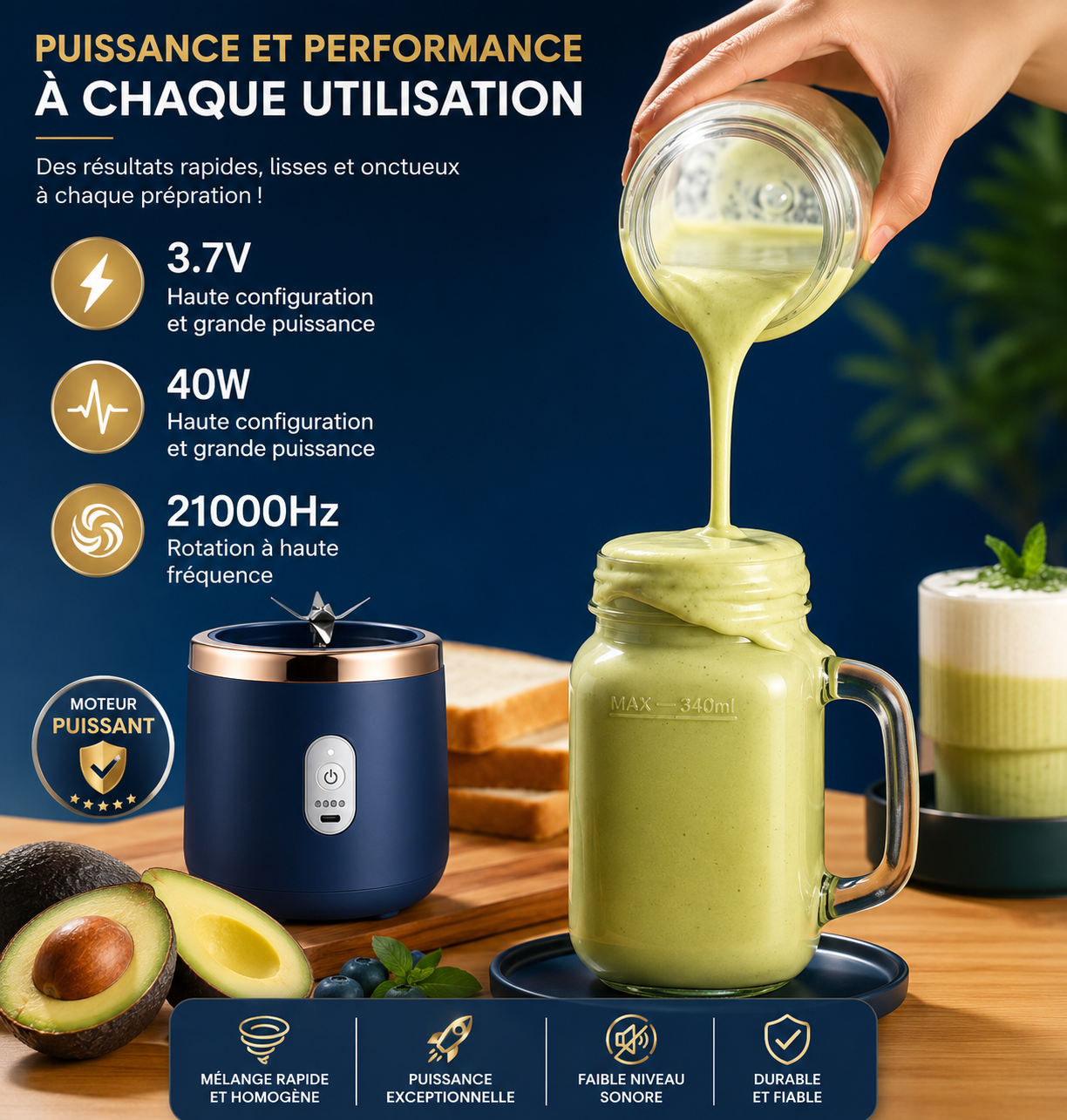 Blender Portable Rechargeable – Mixez partout, sans limite