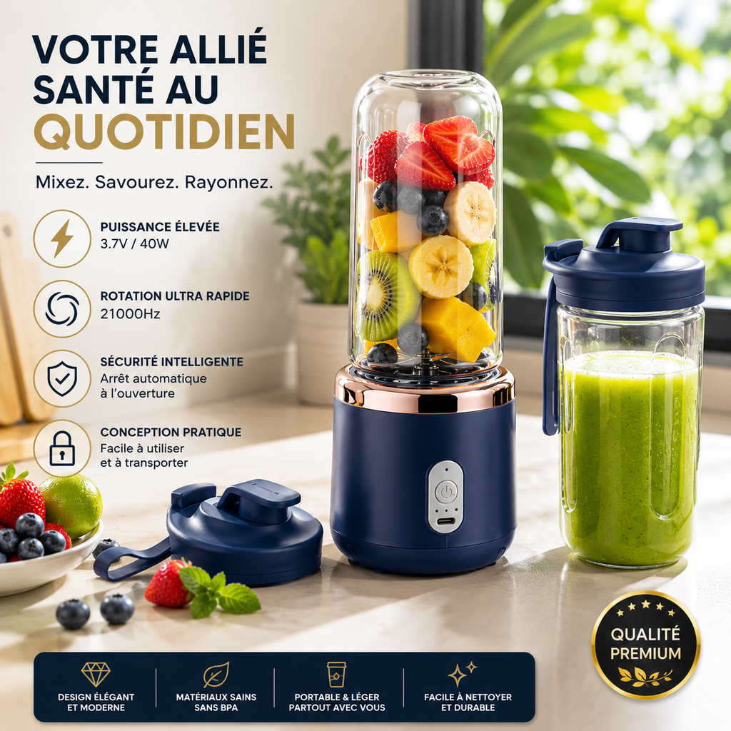 Blender Portable Rechargeable – Mixez partout, sans limite