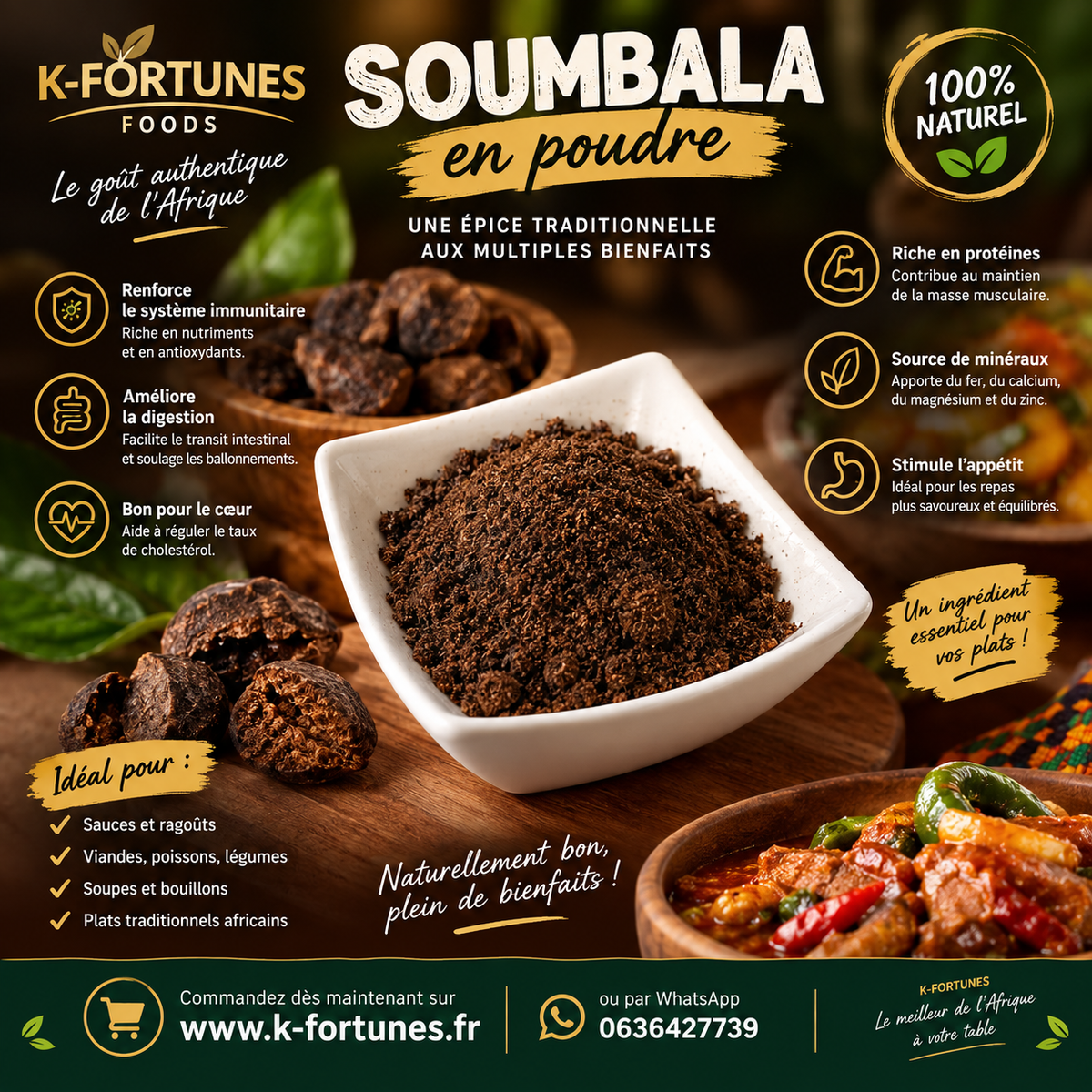 Soumara -Netoutou-Soumbala- Soumbara en poudre 100 g – 100 % Bio