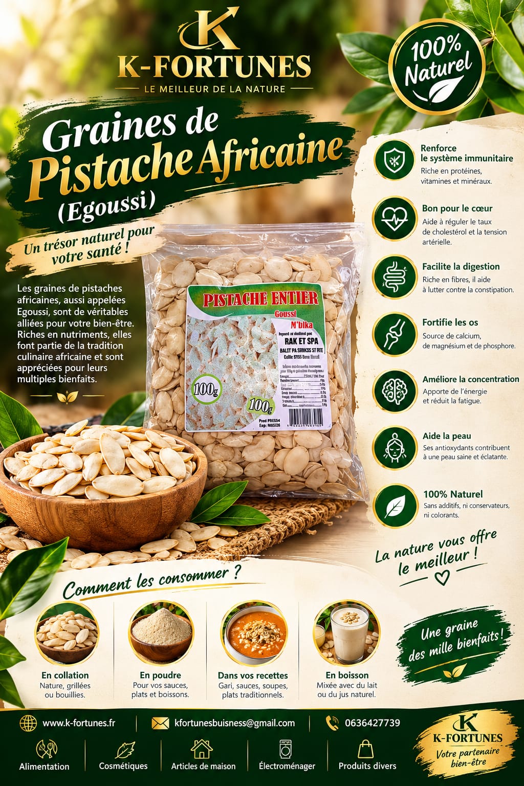 Pistache Entière (Goussi / M'bika) 100 g